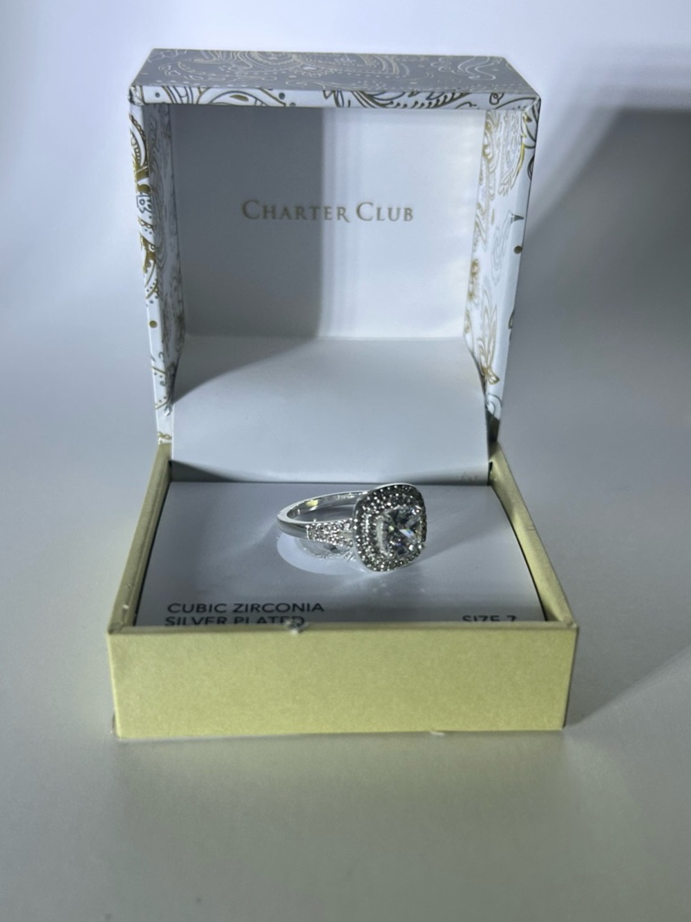 Charter Club Silver-Tone Cubic Zirconia Ring Size 7 - Picture 6 of 6